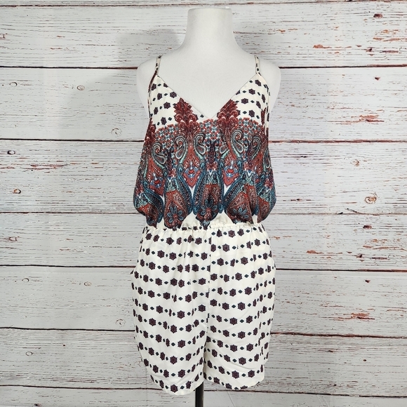 Papaya Pants - PAPAYA Bohemian Paisley Print Romper (L)